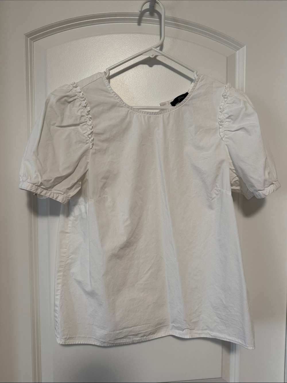 J. Crew White Puff Sleeve Blouse
